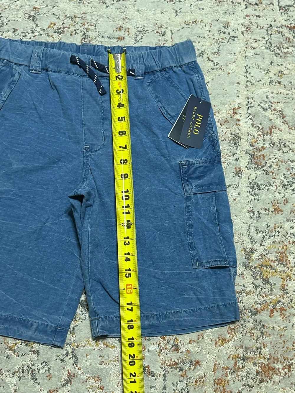 Polo Ralph Lauren red pony Drawstring Denim Cargo Shorts boys size 18